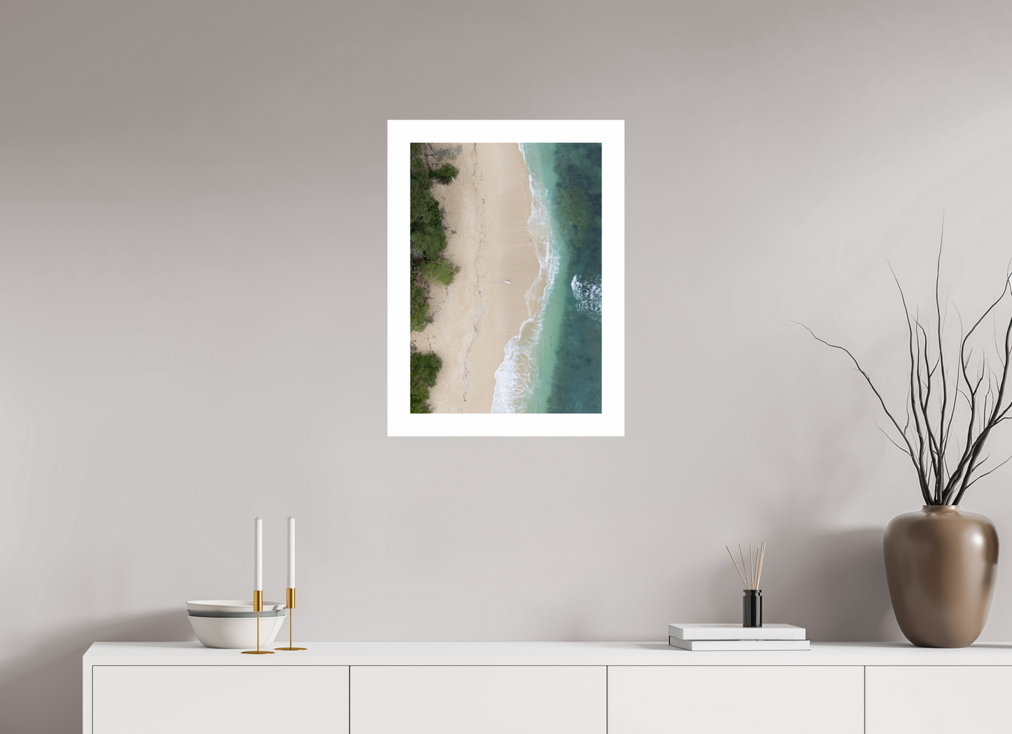 DIN A2 (42 x 59,4 cm), Fine Art Pearl A2 5cm Border Tiger Tracks – Lone Surfer Fine Art Print
