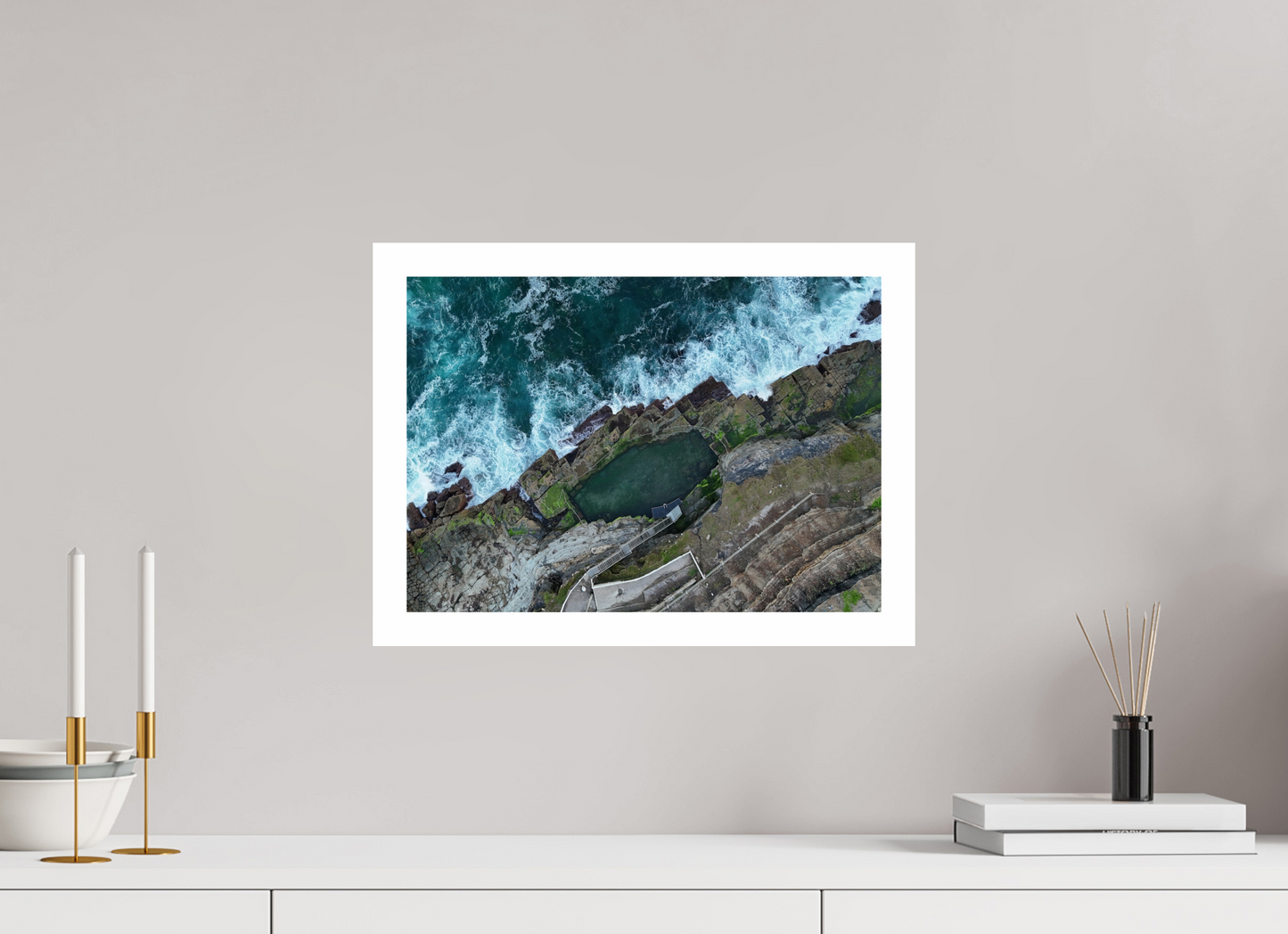 DIN A3 (42 x 29,7 cm), Fine Art Pearl A3 3cm Border Bogey Hole – Ocean Pool Fine Art Print