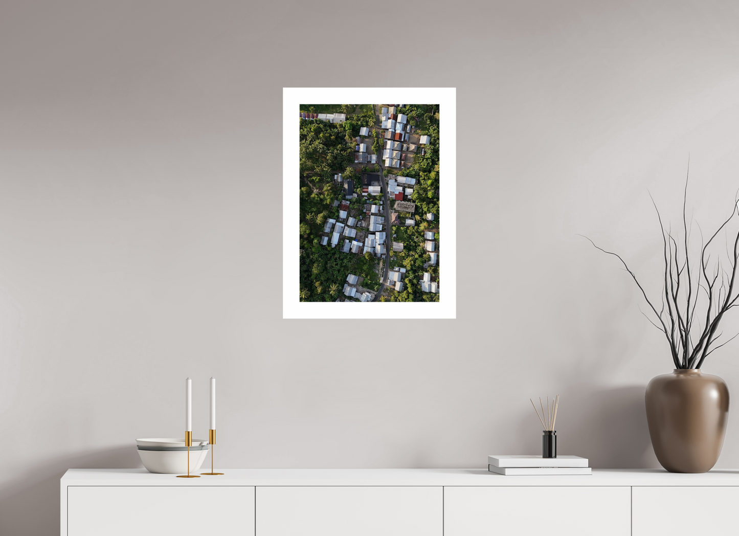 DIN A2 (42 x 59,4 cm), Fine Art Pearl A2 5cm Border Senaru Morning Lines Fine Art Print