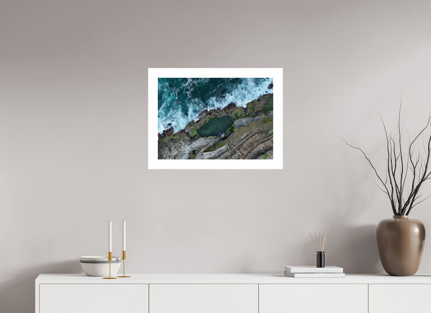 DIN A2 (59,4 x 42 cm), Fine Art Pearl A2 5cm Border Bogey Hole – Ocean Pool Fine Art Print