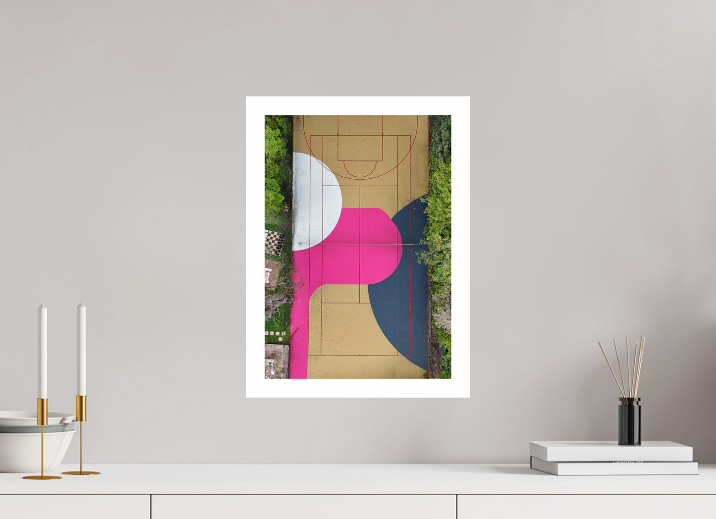 DIN A3 (29,7 x 42 cm), Fine Art Pearl A3 3cm Border Court Colours – Blue Mountains Fine Art Print
