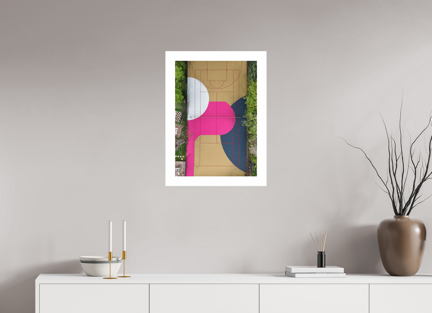 DIN A2 (42 x 59,4 cm), Fine Art Pearl A2 5cm Border Court Colours – Blue Mountains Fine Art Print