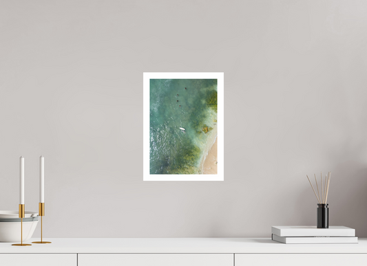 DIN A4 (21 x 29,7 cm), Fine Art Pearl A4 2cm Border Bingin Beach – Paddling Out Fine Art Print