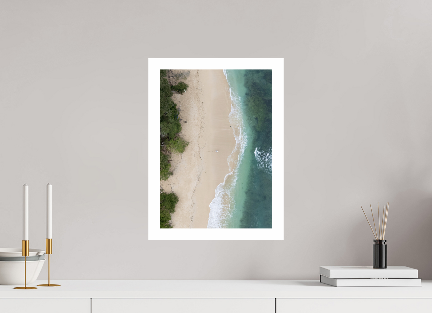 DIN A3 (29,7 x 42 cm), Fine Art Pearl A3 3cm Border Tiger Tracks – Lone Surfer Fine Art Print